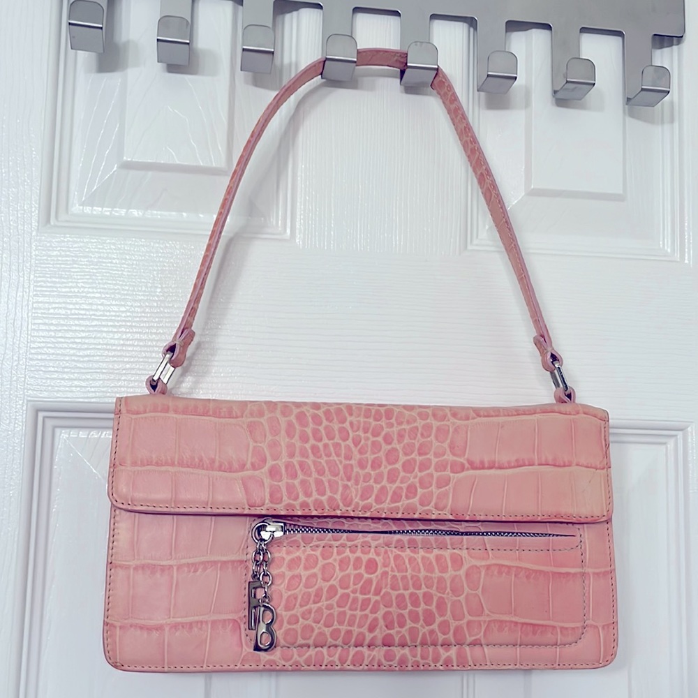 Francesco Biasia pink crocodile embossed purse
